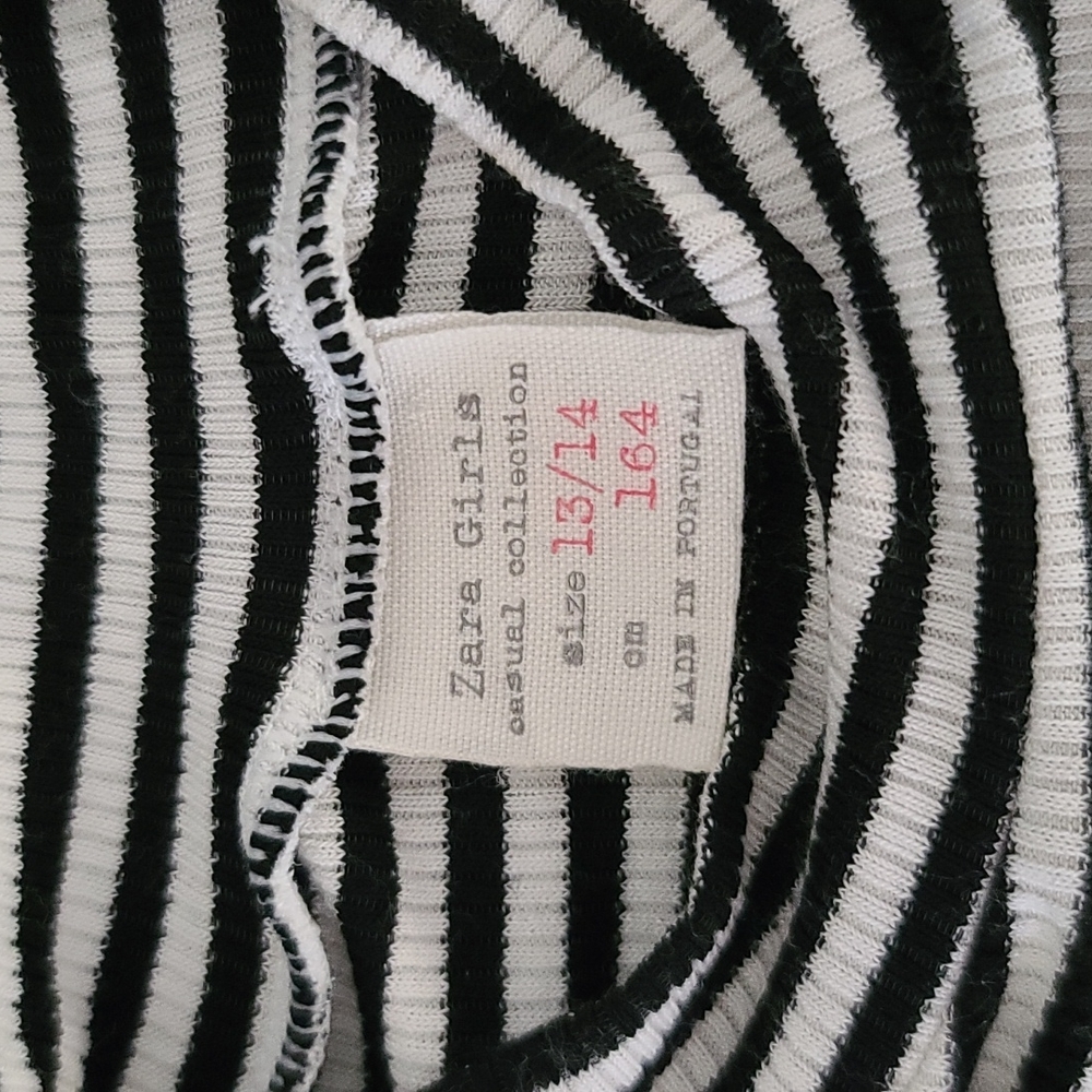 ZARA GIRLS Mock Neck Striped Long Sleeve Shirt 13 14 Ribbed Top Tee Stretchy - Picture 10 of 13